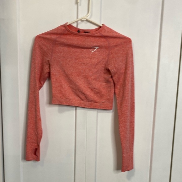 Gymshark Women's Pinky Coral coloured  Long Sleeve Crop Top - small - Picture 2 of 7